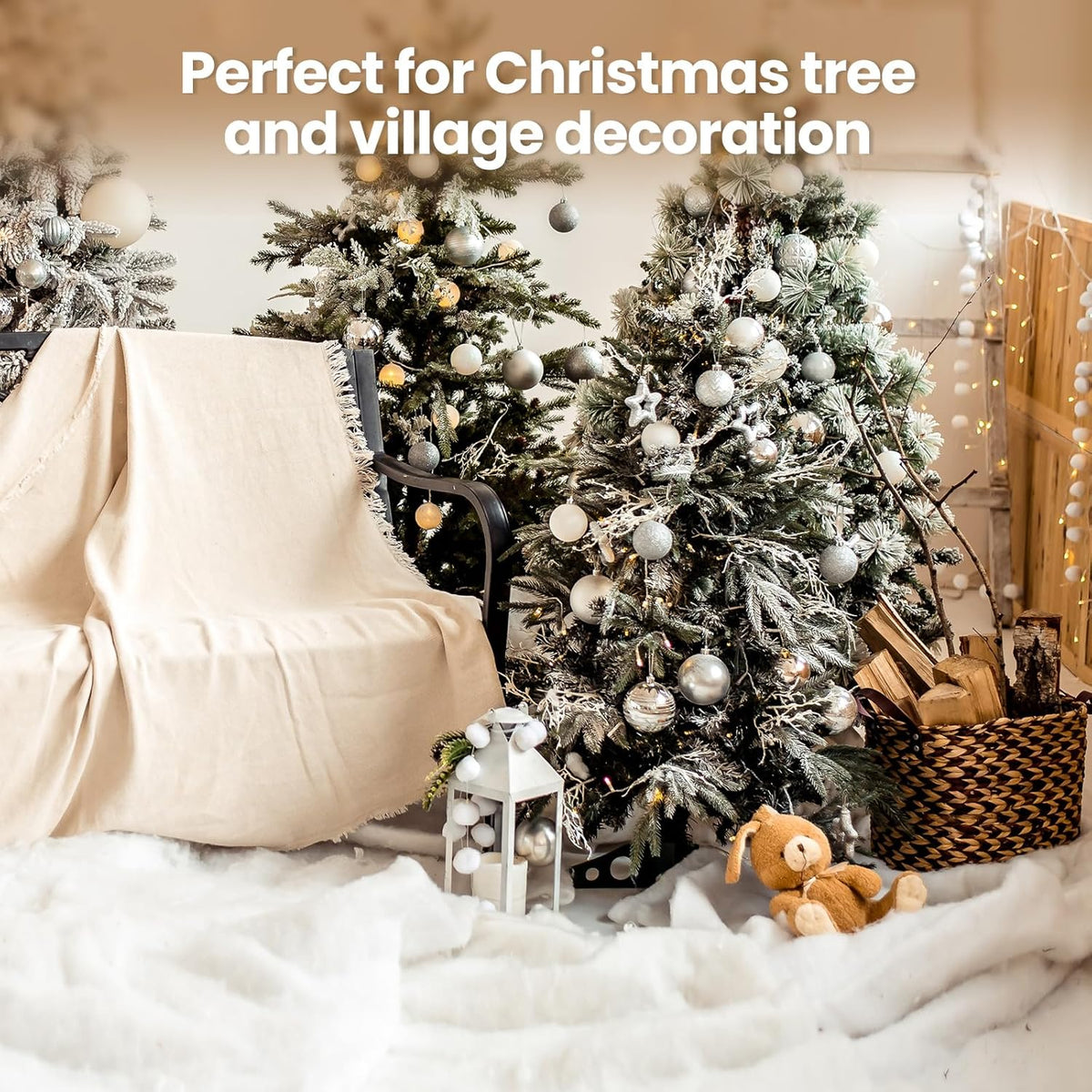 Vodiye Fluffy Fake Snow Blanket - Lifelike Artificial Snow for Christmas Decor | Soft & Thick Design