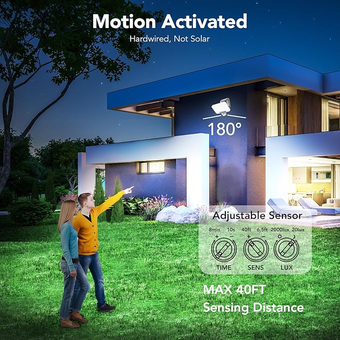 OREiN 3CCT Flood Lights Outdoor 3500LM 35W Motion Sensor Outdoor Lights, 6000K/4000K/2700K LED Security Lights Dusk to Dawn, IP65 Waterproof Motion Sensor Flood Lights for Garage, Yard, 1 Pack