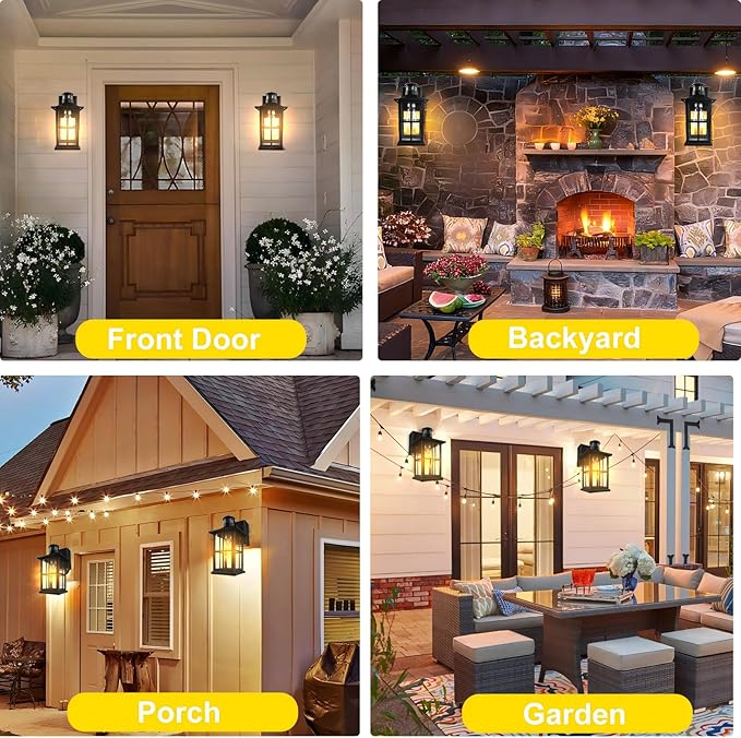 Outdoor Motion Sensor Light, Black Exterior Wall Lighting Fixtures,Dusk to Dawn Motion Sensor Outdoor Lights, Waterproof Front Porch Light Lantern for Garage, Patio. (Black, 1 Pack)