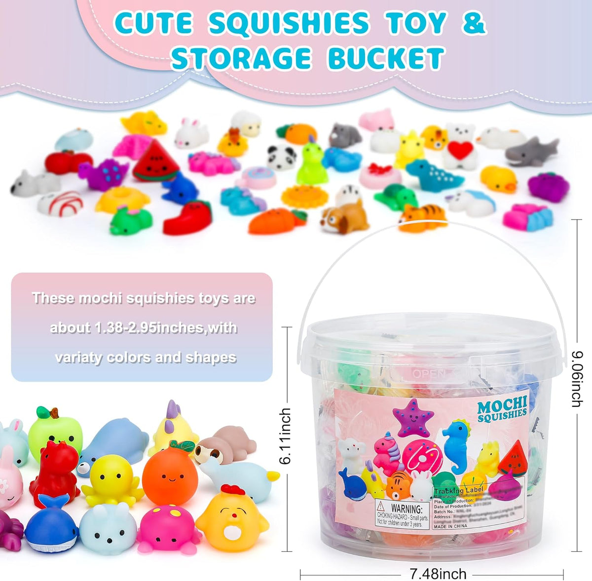Mochi Squishy Toys 100-Pack - Fun Party Favors for Kids | Mini Fidget Toys & Classroom Prizes