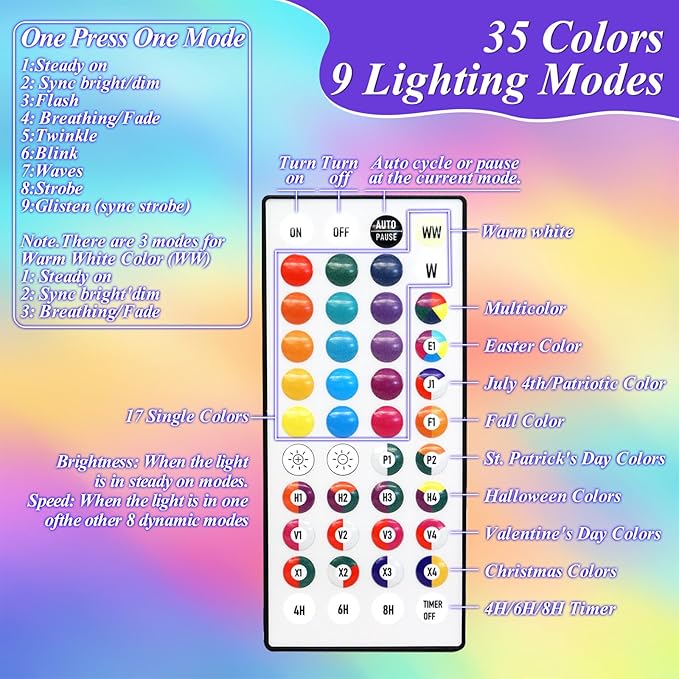 Color Changing Christmas Lights, 200 LED 35 Colors String Lights Indoor Outdoor with Remote, Waterproof Connectable Twinkle Lights Plug in for Xmas Tree Party Easter Valentine's Wedding Room Decor