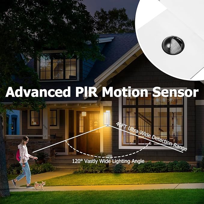 Outdoor Light Wall Sconce Motion Sensor Porch Light for House,15" LED Modern Exterior Lighting Fixture Black,Waterproof Outside Lantern with Clear Glass for Garage Patio Garden