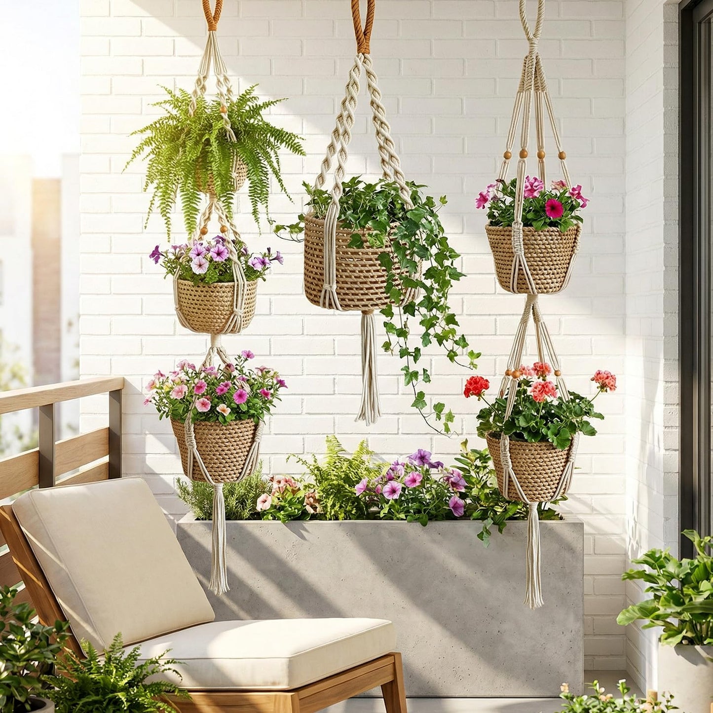 Sedvwed 3 Pcs Macrame Plant Hangers Indoor Hanging Plant Holder Boho Decor Hanging Pots Hanging Planters for Indoor Plants(Basket not Included)