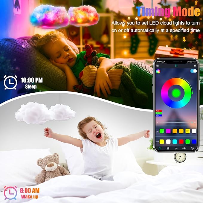 ViLSOM LED Cloud Light, RGB Cloud Lamp with IC Remote Control and APP Control Cool Lights Sync Music Color Changing Led Lights for Bedroom Ceiling Adults and Kids Modern Home & Room Decor