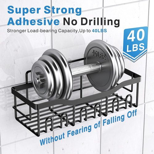 EUDELE Adhesive Shower Caddy - 5 Pack Rustproof Stainless Steel Bath Organizers | No Drilling Shelves for Easy Bathroom Storage