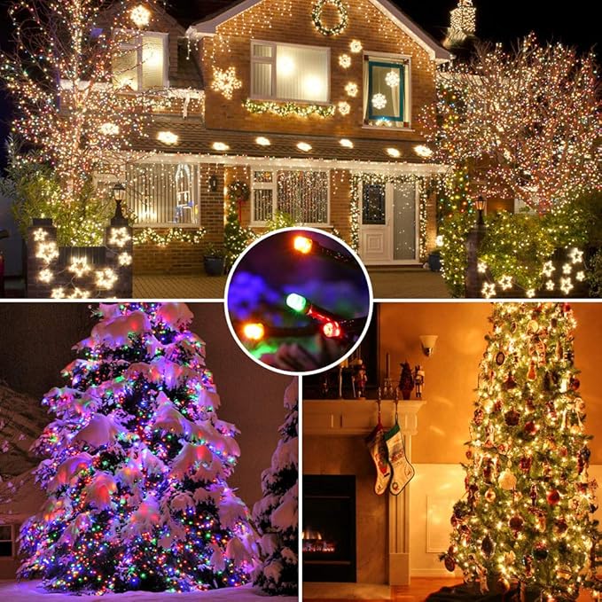 Brizled Christmas Lights, 65.67ft 200 LED Color Changing Tree Lights 11-Function Warm White & Multicolored Christmas Lights Remote, Connectable Mini Lights Set Decorative Lights String for Xmas Party