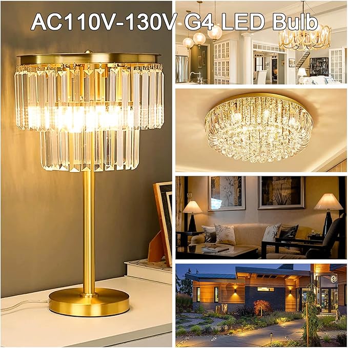 G4 LED Bulbs 120V G4 Bi-Pin Base Light Bulbs 120V 5W Warm White 3000k Equivalent to 40W Halogen for Under-Cabinet Ceiling Table Puck Lights (Pack of 5)
