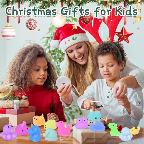LEEHUR Kawaii Squishies - 100PCS Mini Mochi Stress Relief Toys for Kids Party Favors | Includes Storage Bag