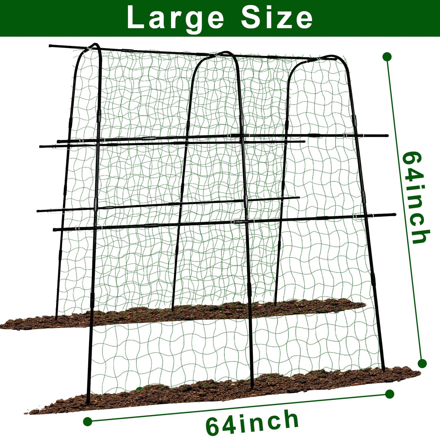 64 x 64 Inch Garden Cucumber Trellis Vegetable Arch Trellis Green Bean Pea Grape Tomato Squash Trellises for Raised Bed Climbing Plants Outdoor