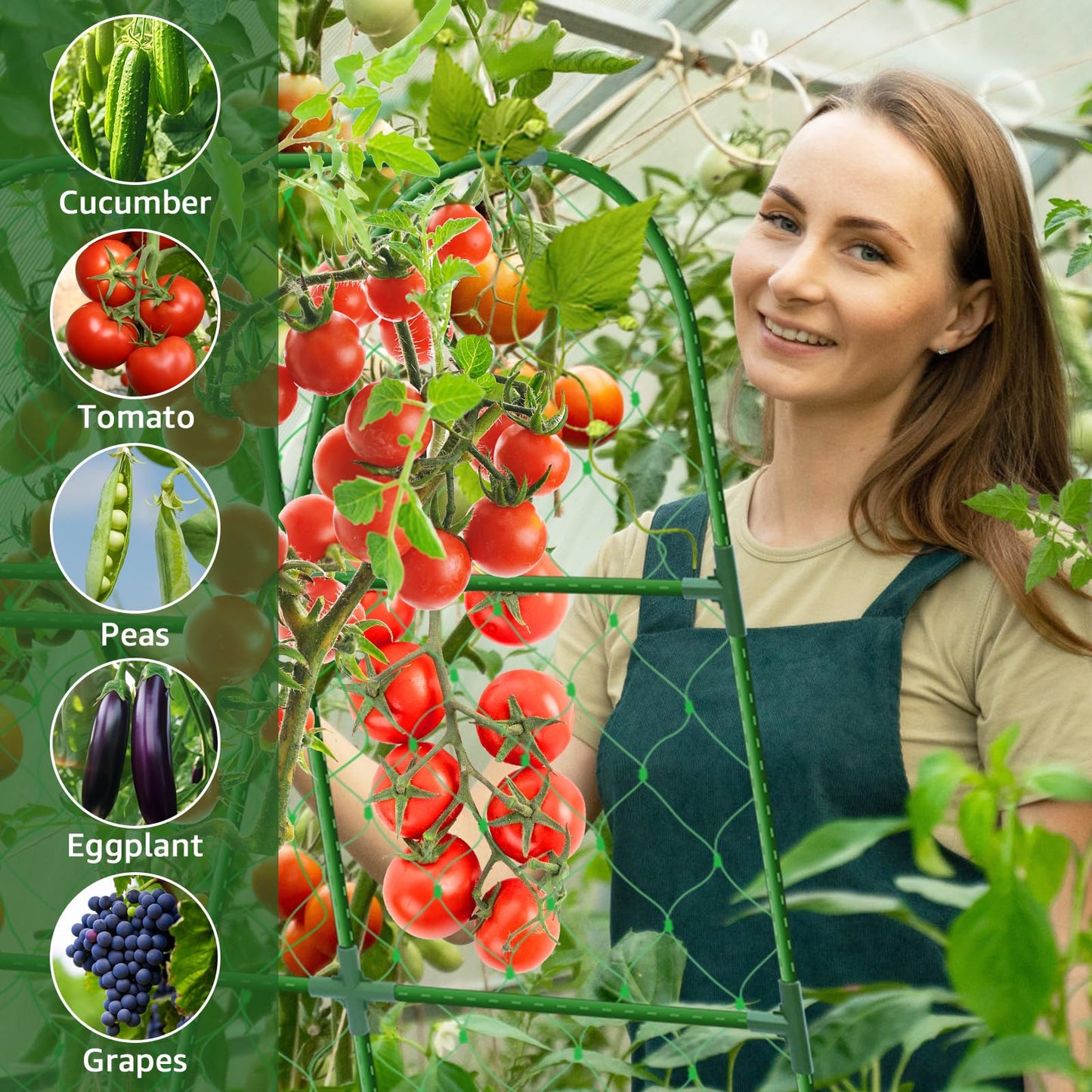 Cucumber Trellis for Raised Bed, 48x48 inch U-Shape Metal Garden Trellis for Climbing Plants Outdoor, Cucumber Trellis for Garden, Arch Garden Trellis for Plants, Vegetables, Flower
