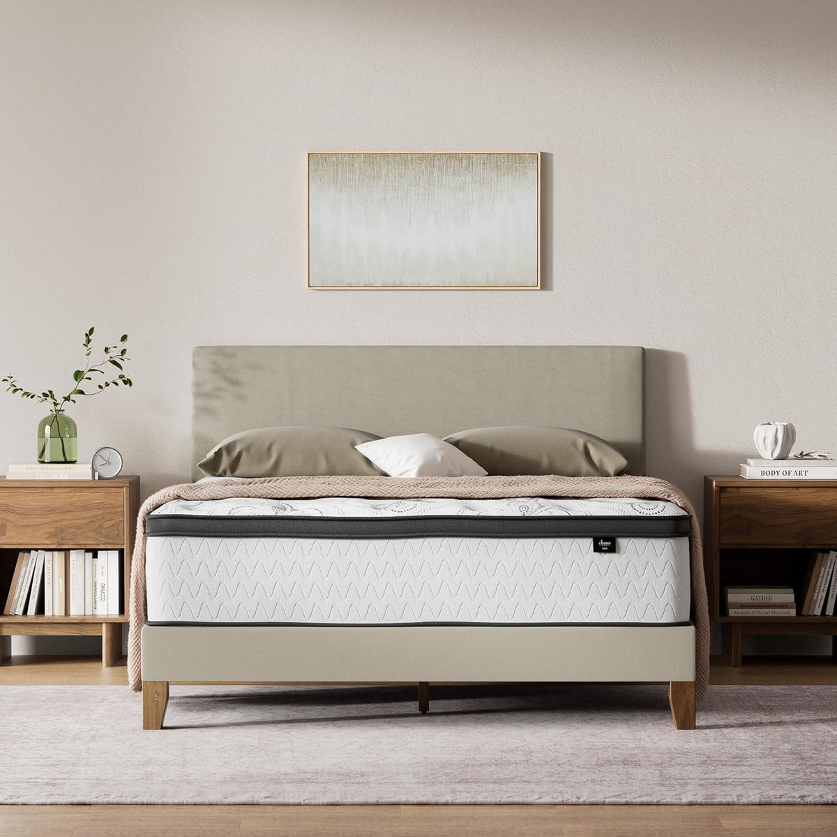 Signature Design by Ashley Chime 12-Inch Queen Hybrid Innerspring Mattress - Ultra Plush Gel Memory Foam for Lumbar Support