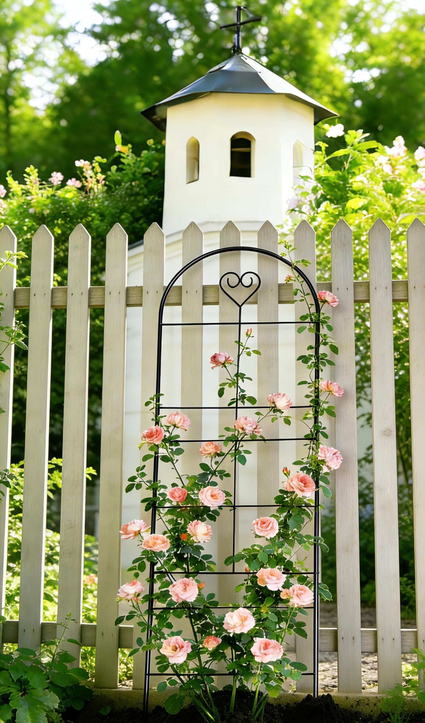 46" Metal Garden Trellis, 3-Section Plant Trellis for Climbing Plants Indoor & Outdoor, Plant Support for Roses, Vines & Vegetables, 1 Pack, Black