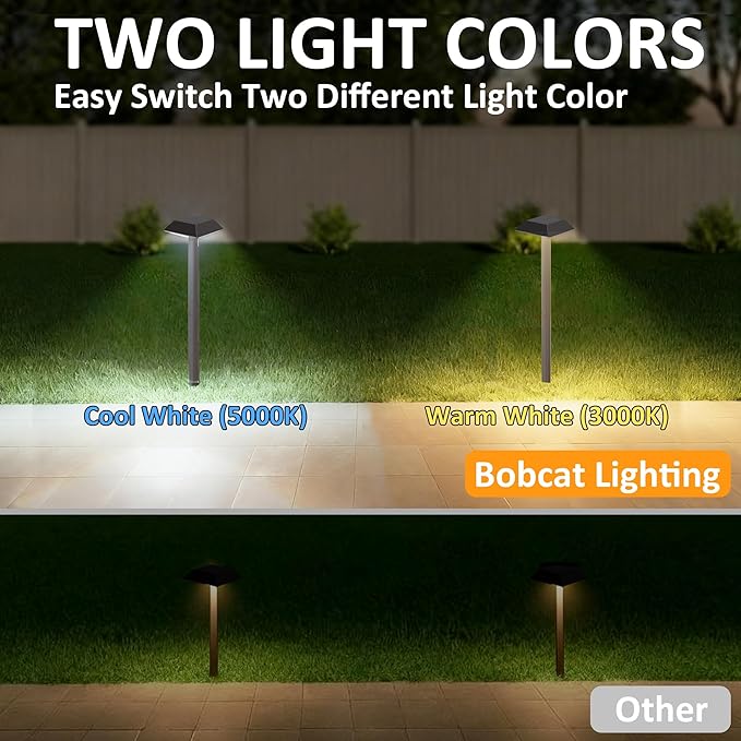 Bobcat Solar Landscape Pathway Lights Super Bright with 2-in-1 Warm White and Daylight Modes, Solar Lights Outdoor Waterproof for Outdoor Path, Sidewalk, Driveway, Yard or Walk Way (4 Pack)