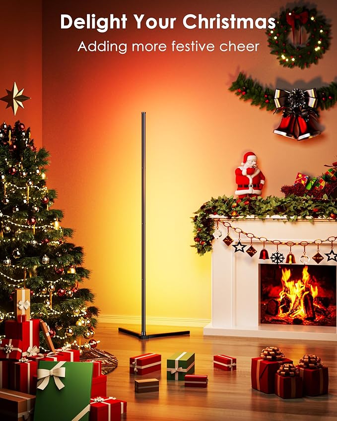 65" Smart RGB Floor Lamp with App/Remote Control, Color Changing LED Corner Lamp with Music Sync & Timer, Corner Lighting for Living Room, Bedroom, Gaming Room