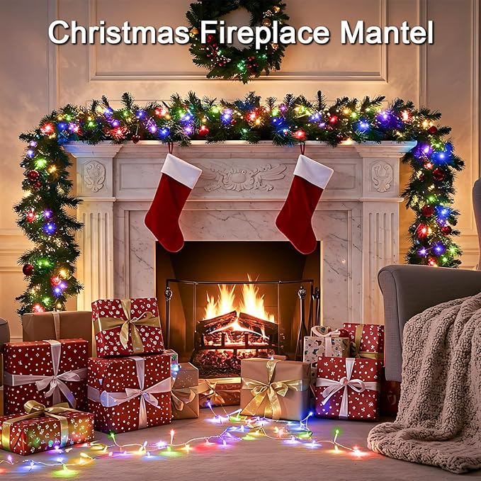 suddus Connectable Christmas Lights with Remote, Multicolor String Lights with Timer, 33ft 100 Led Fairy Lights Plug in for Xmas Tree, Bedroom, Dorm, Yard, Garden, Party, Indoor, Outdoor Decorations