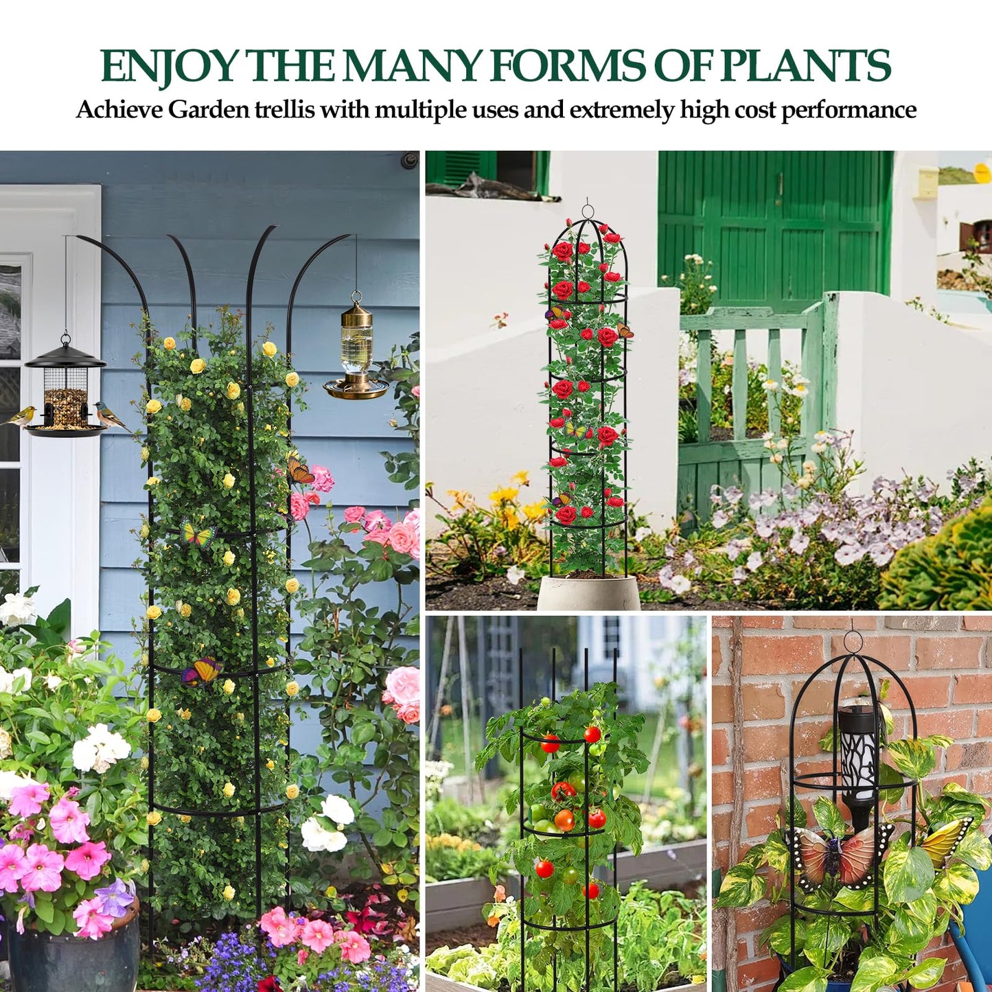 Wellsign 100% Metal Obelisk Trellis for Climbing Plants Outdoor Garden Tower Trellis 6.6ft, Plant Support with Garden Twist Tie for Tomato Cucumber Ivy Vines Rose Potted Plant Trellis Indoor 2 Pack