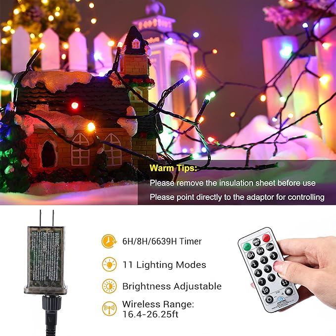 Brizled Christmas String Lights, 279ft 800 LED Color Changing Christmas Lights with Remote, 11 Modes Tree Light Warm White & Multicolor Green Wire Xmas Lights Outdoor for Xmas Party Home