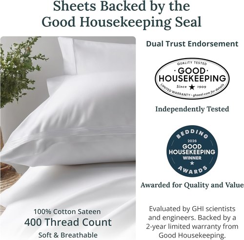 California Design Den King Sheet Set - 100% Soft Cotton, 400 Thread Count, Deep Pockets - Ivory