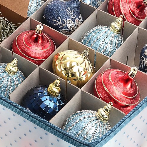 Hearth & Harbor Christmas Ornament Storage Box - Holds 64 Ornaments with 4 Inner Tray Dividers