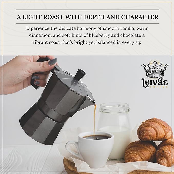 Leiva’s Ground Light Roast Coffee, Small Batch Roasted, Guatemalan Beans – Finca La Esperanza Single Origin Coffee Ground w/Vanilla, Cinnamon & Chocolate Notes - Low Acidity Roast (2 Pack)