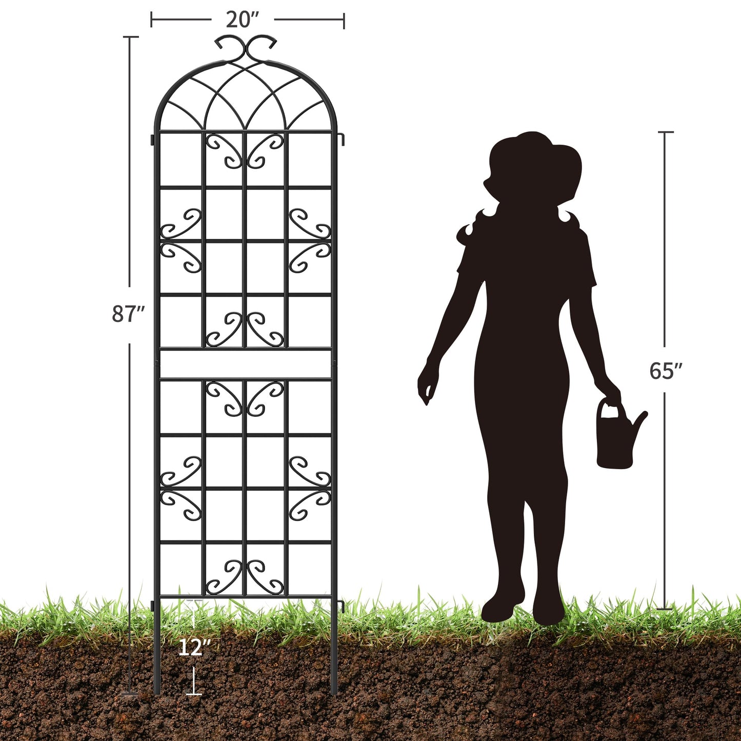 Ultym 2 Pack 87x20in Garden Trellises, Butterfly Black Metal Coated Rustproof Trellis for Climbing Plants Outdoor, Roses, Vegetables, Vines, Cucumbers