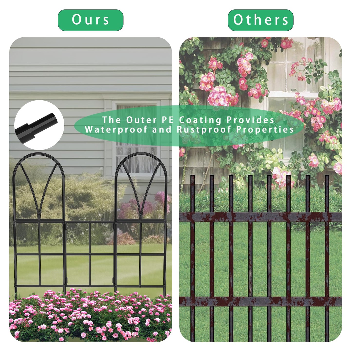 Metal Garden Trellis for Climbing Plants Outdoor, 2 Pack 45" Black Rose Trellis Rustproof Wall Trellis for Roses Vine Cucumbers Vegetables Flower Support