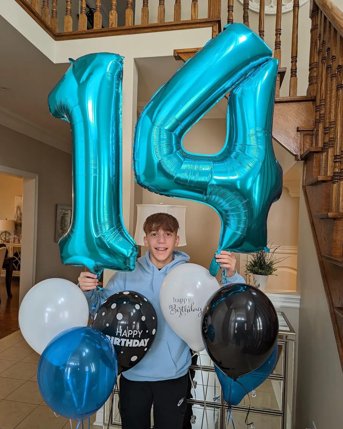 Number 5 Balloon by [Brand Name] - 40 Inch Light Blue Giant Foil Balloon for 5th Birthday Party Decorations