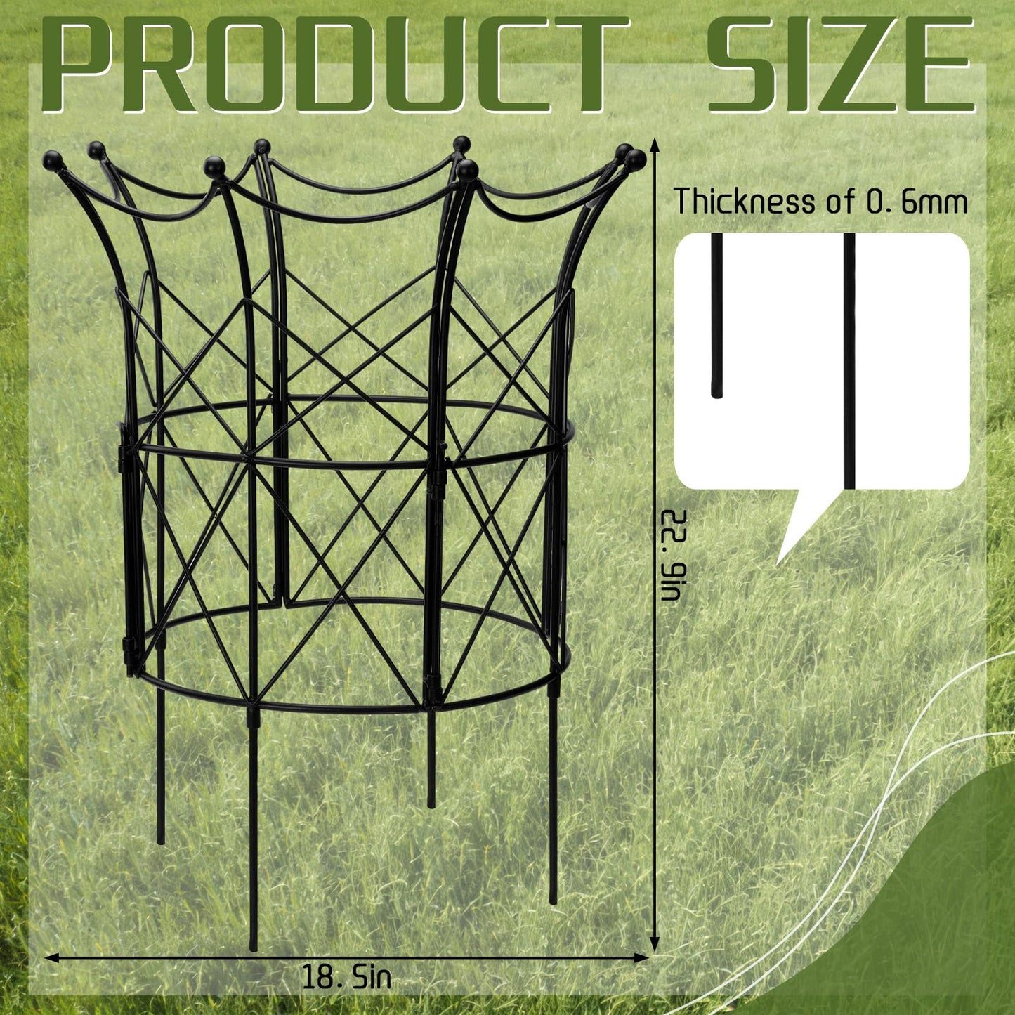 BreezeHug 2 Pcs Large Obelisk Trellis for Plant Supports Peony Cage Garden Obelisk Durable Metal Garden Support Cage for Climbing Plants Outdoor Indoor, 18.5 in x 22.9 in