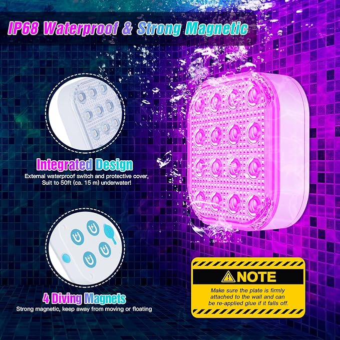 Christmas Atmosphere Light, Floating Pool Light Waterproof LED Light Rechargeable Bettery 16 Color Changing Lamp Magnetic Floating Pond Lights Party Decor
