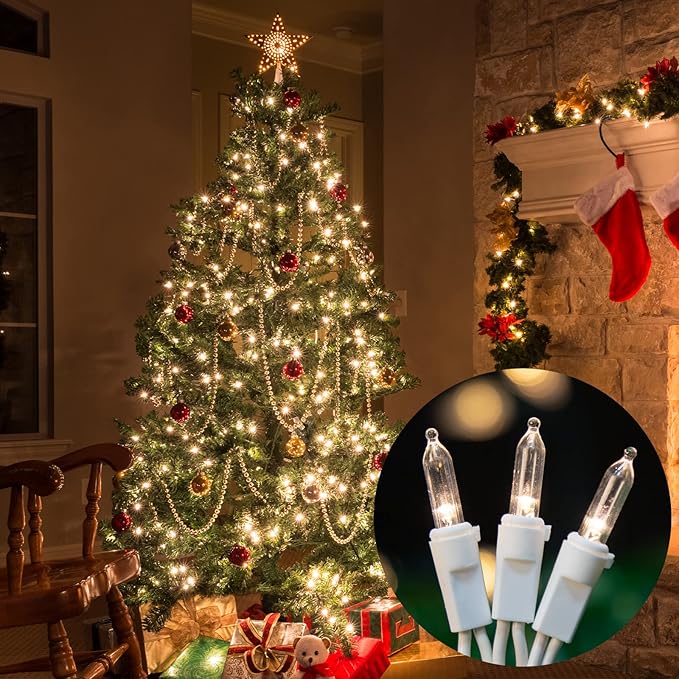 LAMPHOME 100 Mini LED Count Warm White -String Lights - 21.6FT LED Christmas Lights, Mini led Lights for Outdoor Home Holiday Party Wedding Independence Day Decoration
