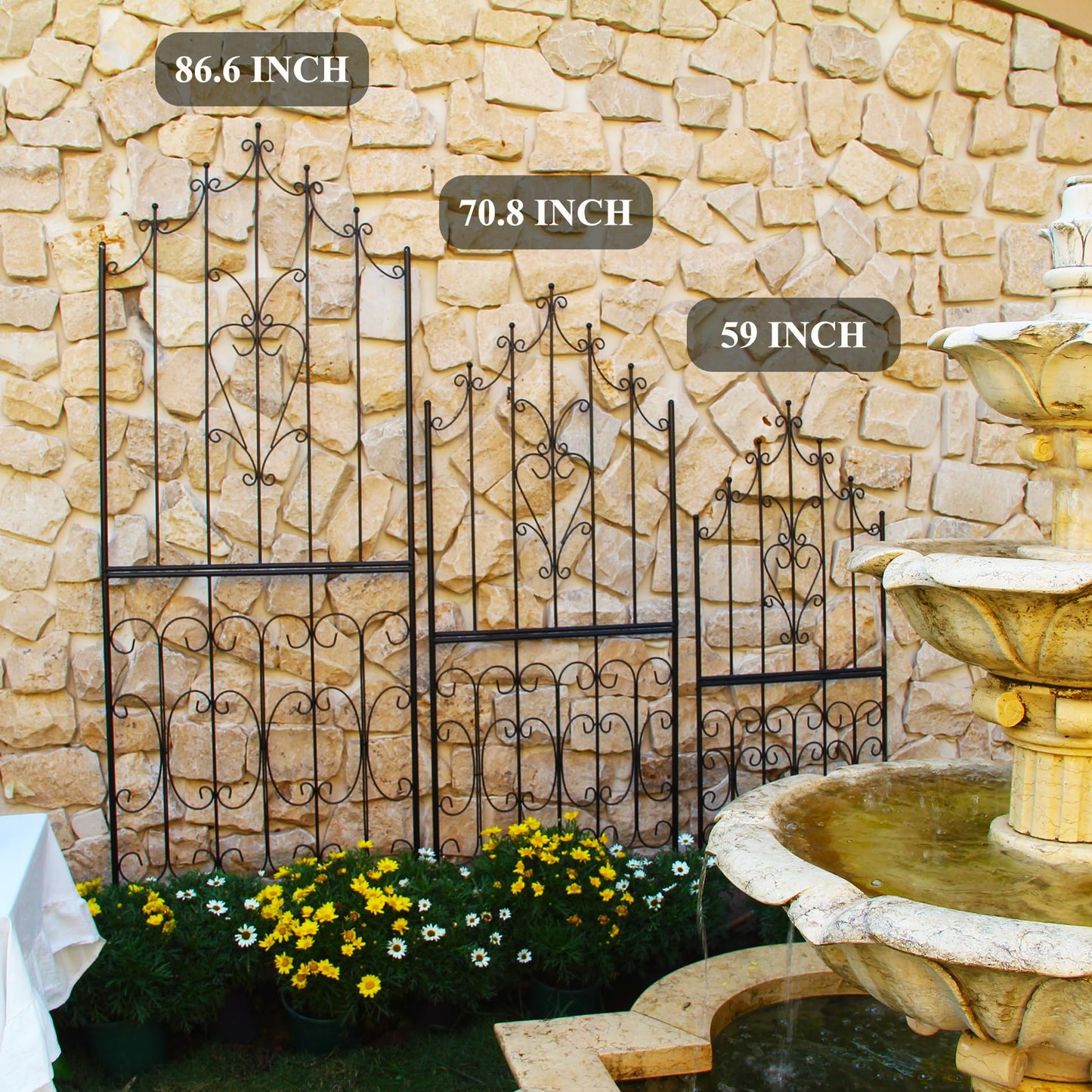 SCENDOR Garden Trellis 59" H x 21.6" W Iron Unique Design Metal Trellis Durable Construction Lattice Outdoor Roses Vine Ivy Clematis Trellises Climbing Plant Support Black Coating Black
