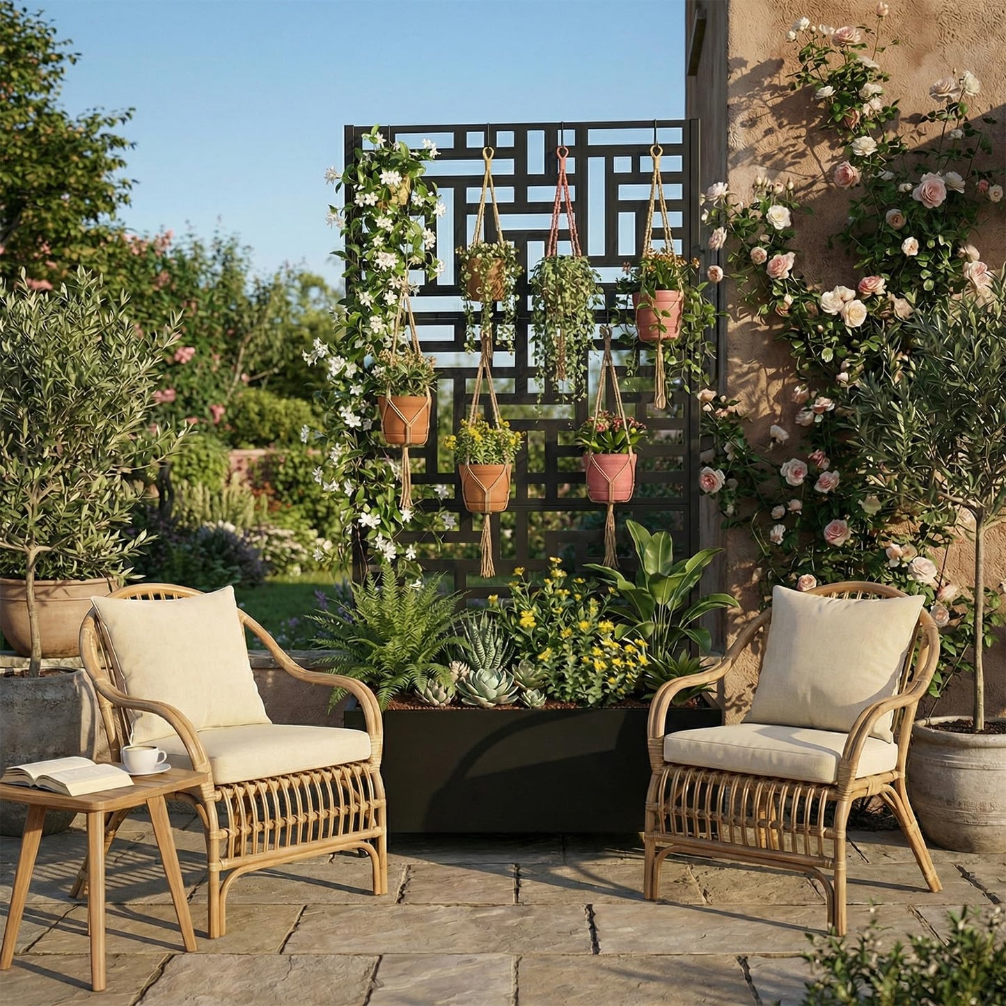 ASIEIT Metal Planter Box with Trellis Standing Planter Box for Climbing Plants/Vines Raised Garden Bed On Wheels 70.87x35.43x15.75 Inch (02)
