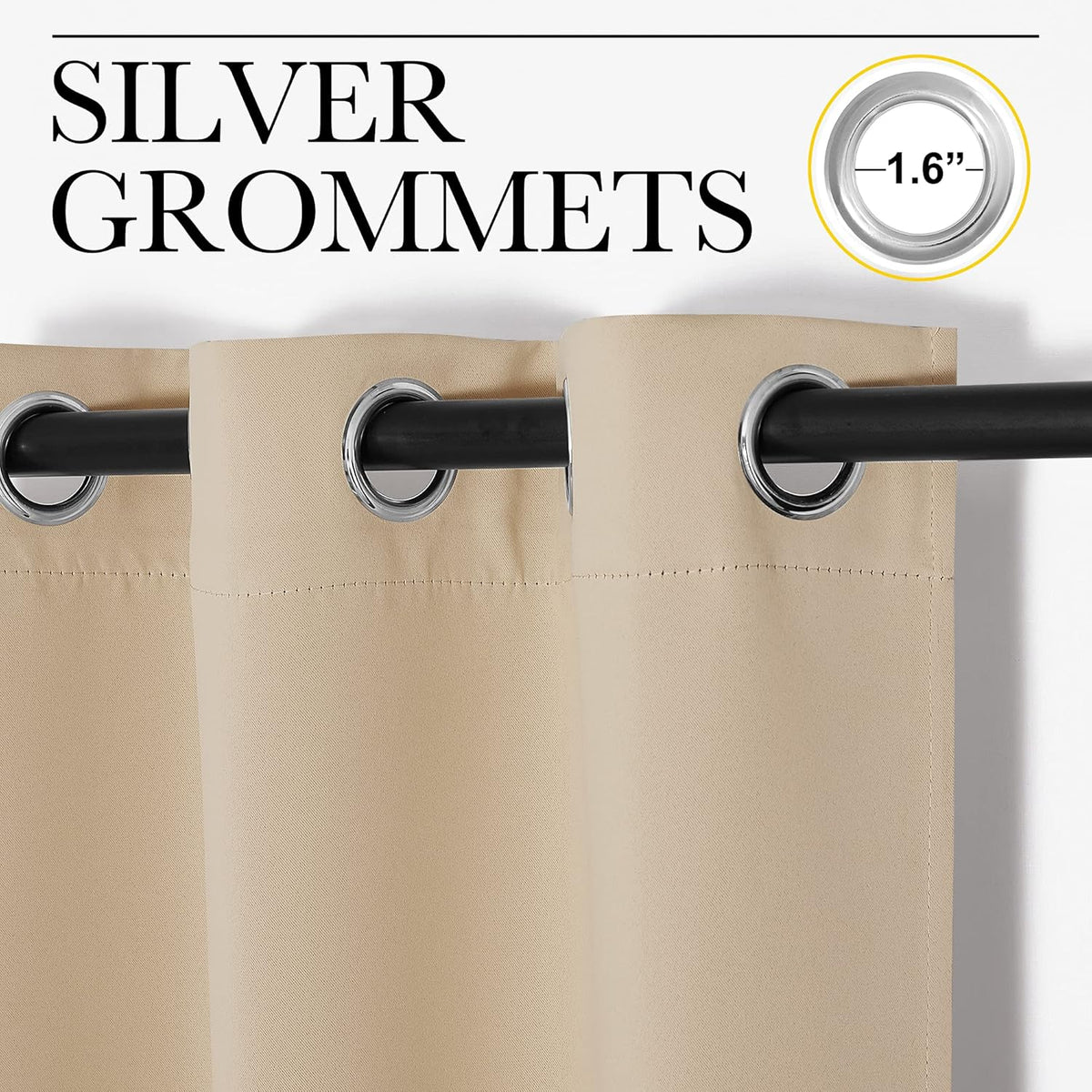 NICETOWN Room Darkening Curtains - Thermal Insulated Grommet Panels | Biscotti Beige, 55"x102" (1 Pair)