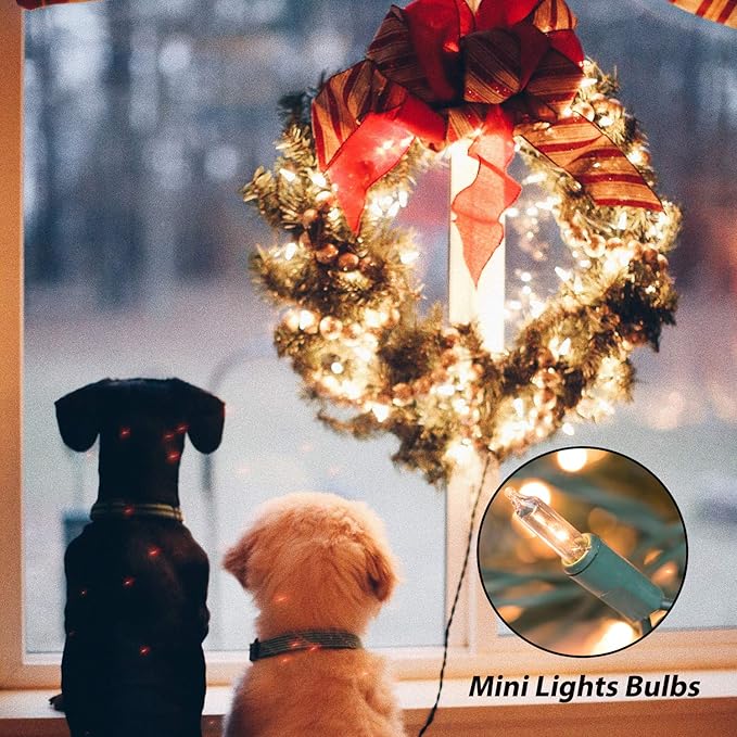 Minetom Clear Christmas Lights 200 Count 50 Feet Bulb Mini Lights, Waterproof String Light for Indoor Xmas Tree Garland Birthday Wedding Decoration, Green Wire