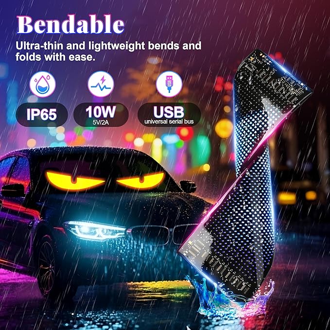 Sachie 5800 Lux High-Brightness Multi-Panel Sync LED Display (23.4"x4.73") – 3X Brighter, APP/Remote Programmable Scrolling Text & Animation for Cars, Stores – USB 5V Powered (1pcs)