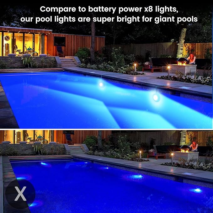 LyLmLe LED Pool Lights, 50W Double Light for Giant Pool with 26ft Cord for Each Light, 2000lm, 12V Smart Magnetic Lamp with APP Control, IP68 Waterproof Nicheless Lights for Inground Aboveground Pools