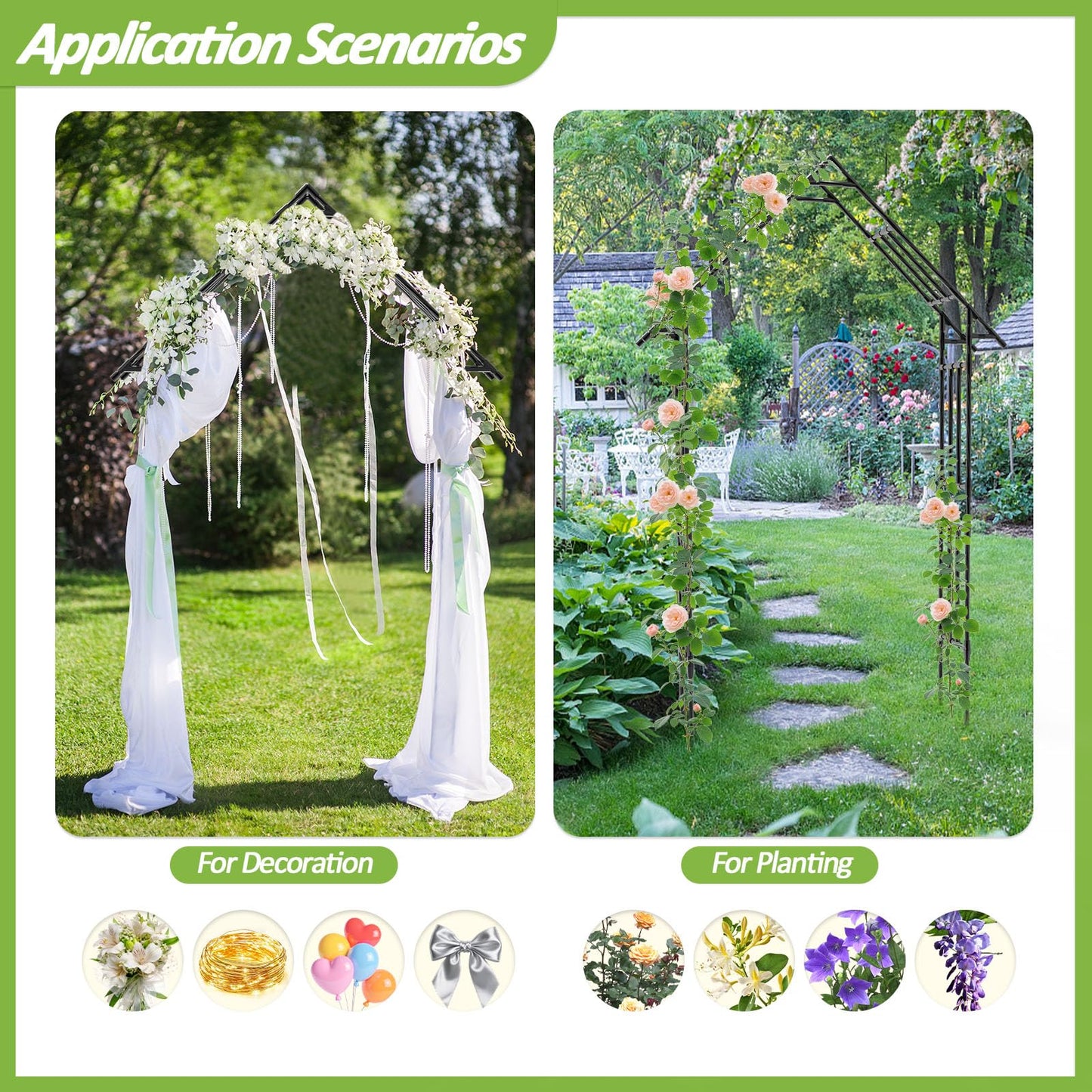 Trellume Garden Arch Trellis - 48" L *98" H*16" W, Gothic Abor Trellis with Reinforced Frame, Garden Arch Trellis for Climbing Plants Outdoor, Heavy Duty Metal Arch for Backyard, Patio, Lawn, Balcony