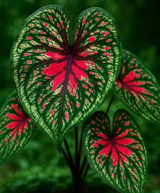 Spicy Lizard Caladium Bulbs for Planting – Colorful Tropical Foliage Plants – Shade Loving Indoor Houseplants for Containers, Patio & Garden Decor (10 Bulbs)