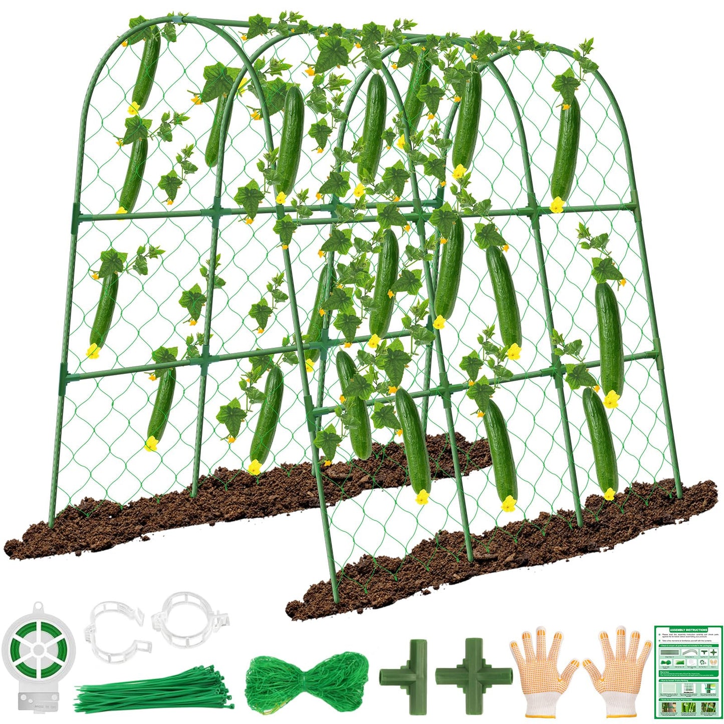 Cucumber Trellis for Raised Bed, 48x48 inch U-Shape Metal Garden Trellis for Climbing Plants Outdoor, Cucumber Trellis for Garden, Arch Garden Trellis for Plants, Vegetables, Flower