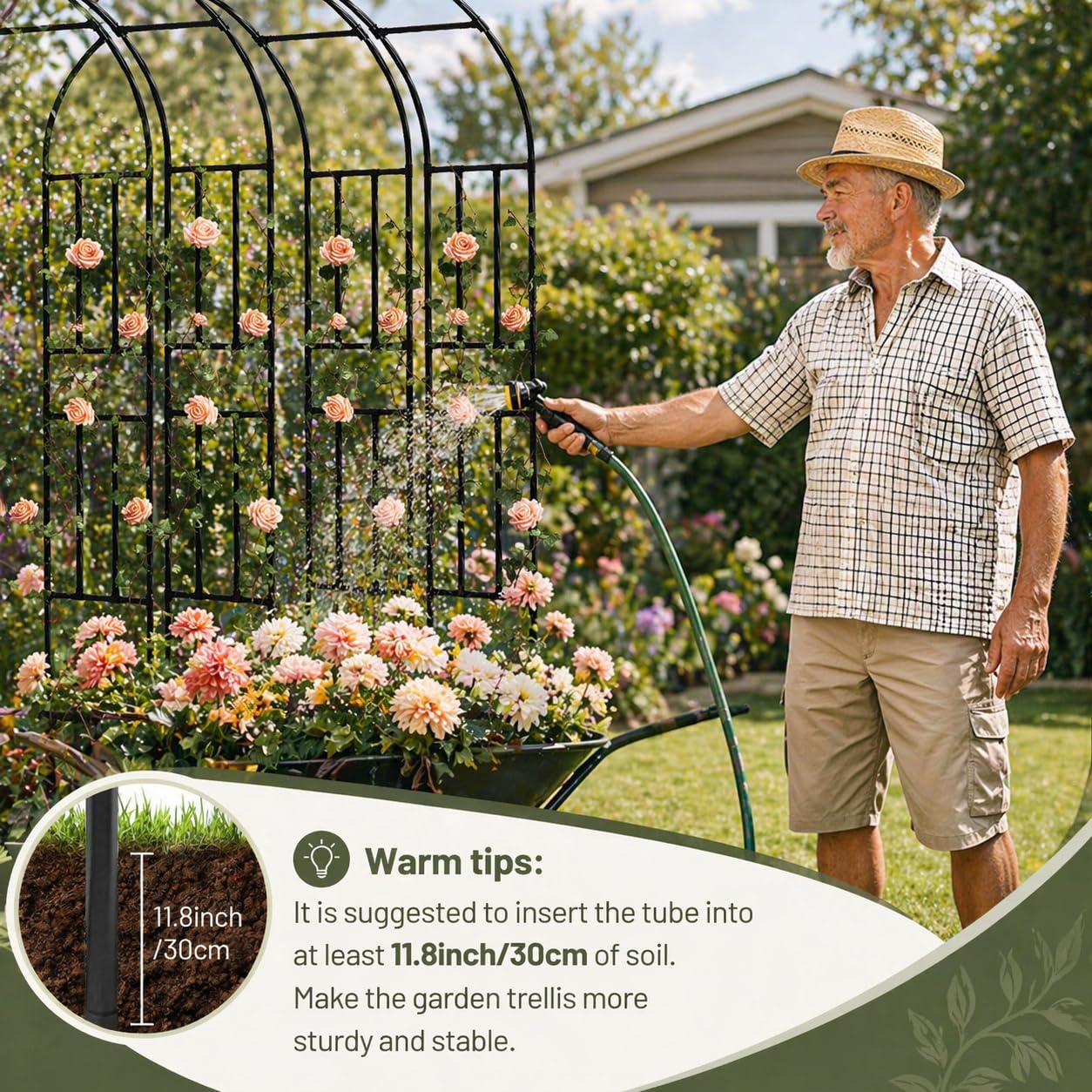 Carotex Garden Arch, 126''x94.5'' Arbor Trellis, Trellis for Climbing Plants Outdoor, Garden Arch Arbor for Flower, Climbing Vine Vegetable, Fruit and Lawn(Black)