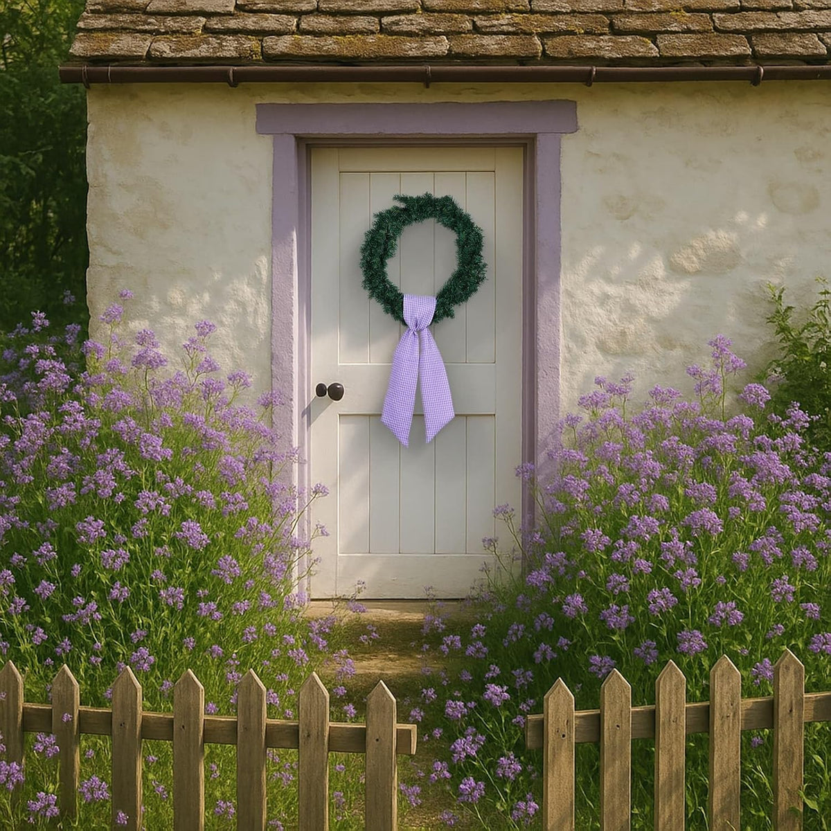Purple Gingham Bow Set by [Brand Name] - Elegant 2-Pack Door Decoration | 5.12" Wide x 54.33" Long