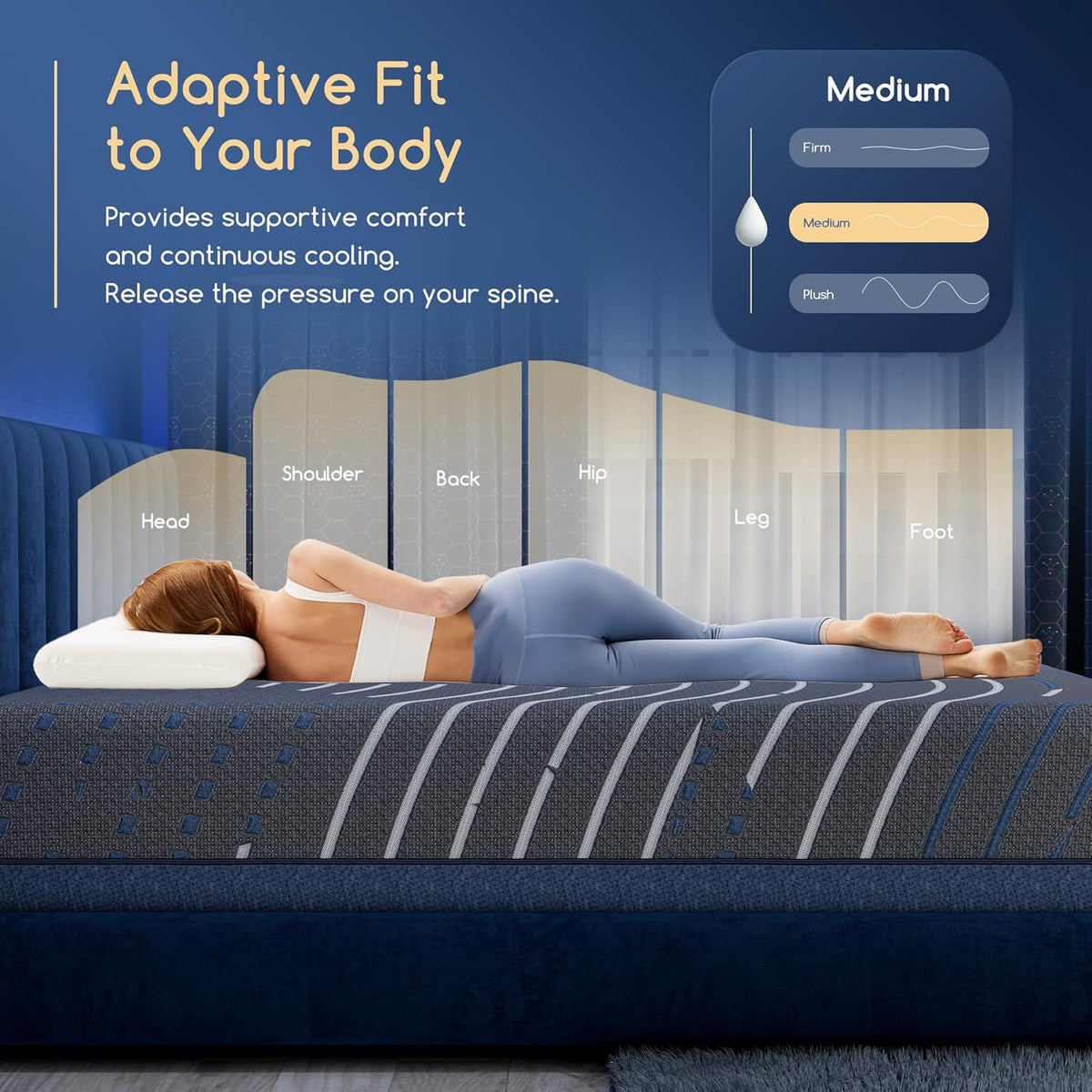 Queen Size Memory Foam Mattress - 12 Inch Medium Firm with Cooling Gel-Infused Cover | CertiPUR-US Certified
