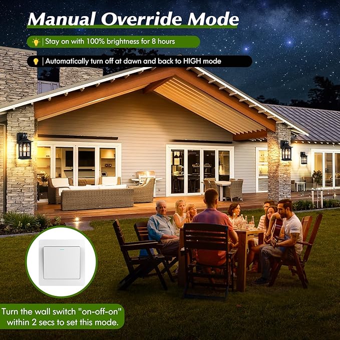 Motion Sensor Outdoor Light Fixture, Dusk to Dawn Porch Light Outdoor Wall Sconce Lantern, Aluminum Exterior Lighting Fixture Wall Mount, 3 Lighting Modes Outside Lights for House Front Door Garage
