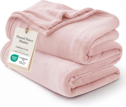 Bedsure GentleSoft Pink Fleece Blanket - Soft, Lightweight Plush Queen Size Microfiber, 90x90 Inches