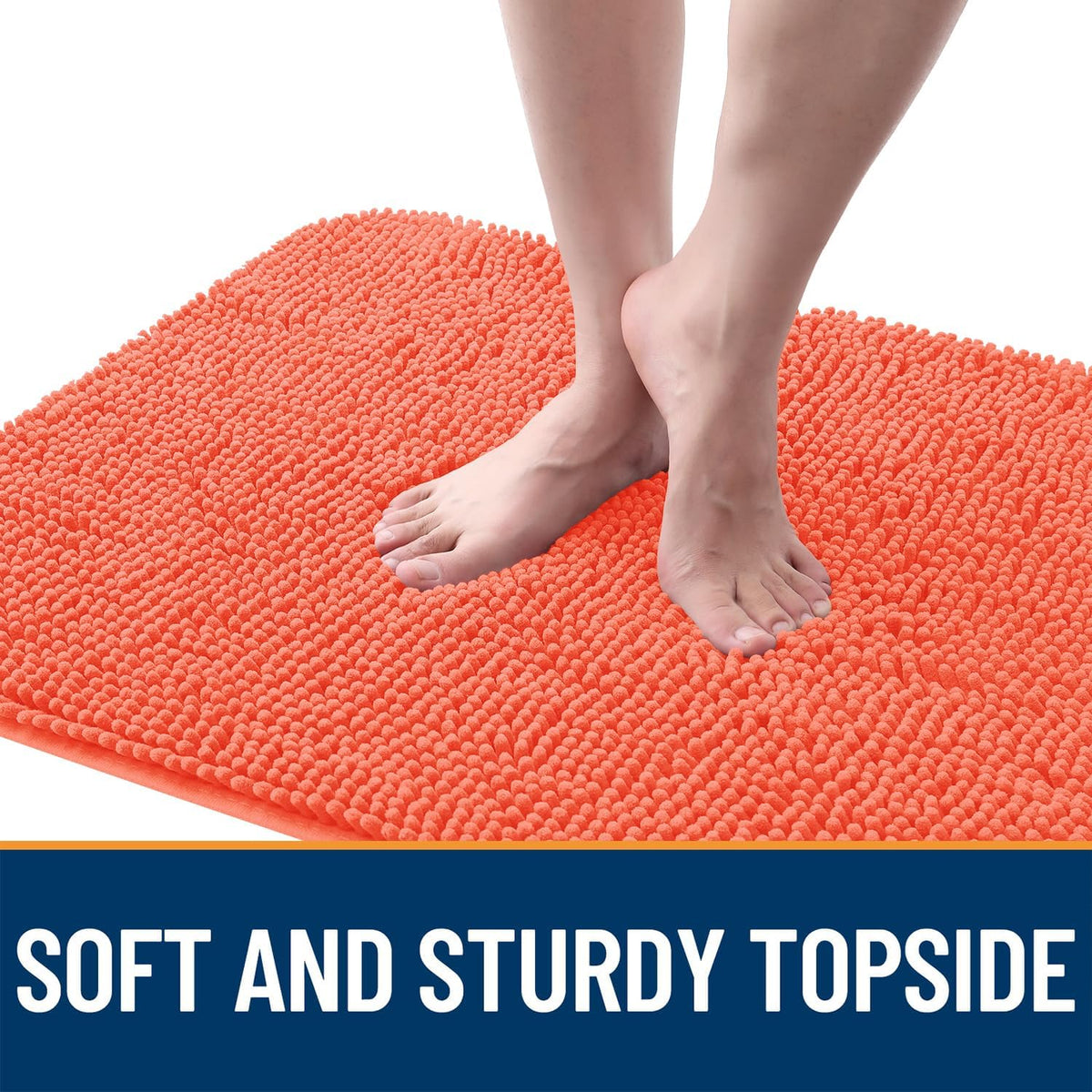 OLANLY Dog Door Mat - Absorbent Non-Slip Chenille Mat for Muddy Paws | 35x24 Coral Indoor Carpet
