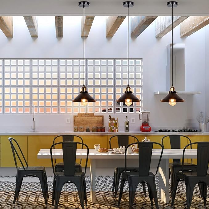Newrays Industrial Retro Black Iron Kitchen Restaurant Bar Balcony Hanging Pendant Light (1 Pack)