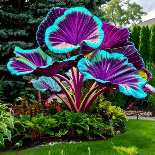 EDRHTJG Elephant Ear Giant Leaf Instant Upgrade Front Porch Decor Colorful Leaves (6)