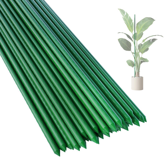 PROWORX 36 Inch 3 Ft Plant Support Garden Stakes 25 PCS, Sturdy Steel Plastic Coated Sticks for Outdoor Growing Climbing, Tomato, Trees, Cucumber, Beans