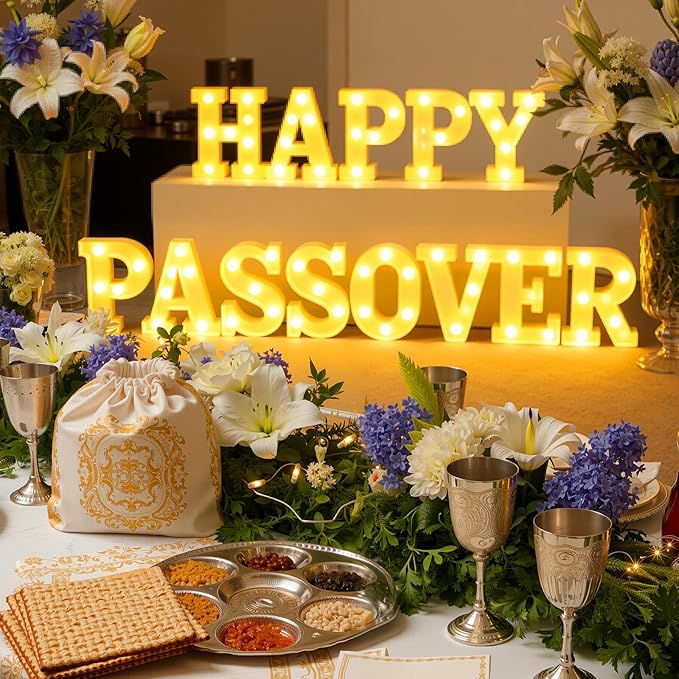 Honoson 13 Pcs Happy Passover Light up Sign Passover Decorations LED Pesach Table Decoration Jewish Festival Holiday Pesach Pesaj Seder for Jewish Holiday Party Table Home Decor