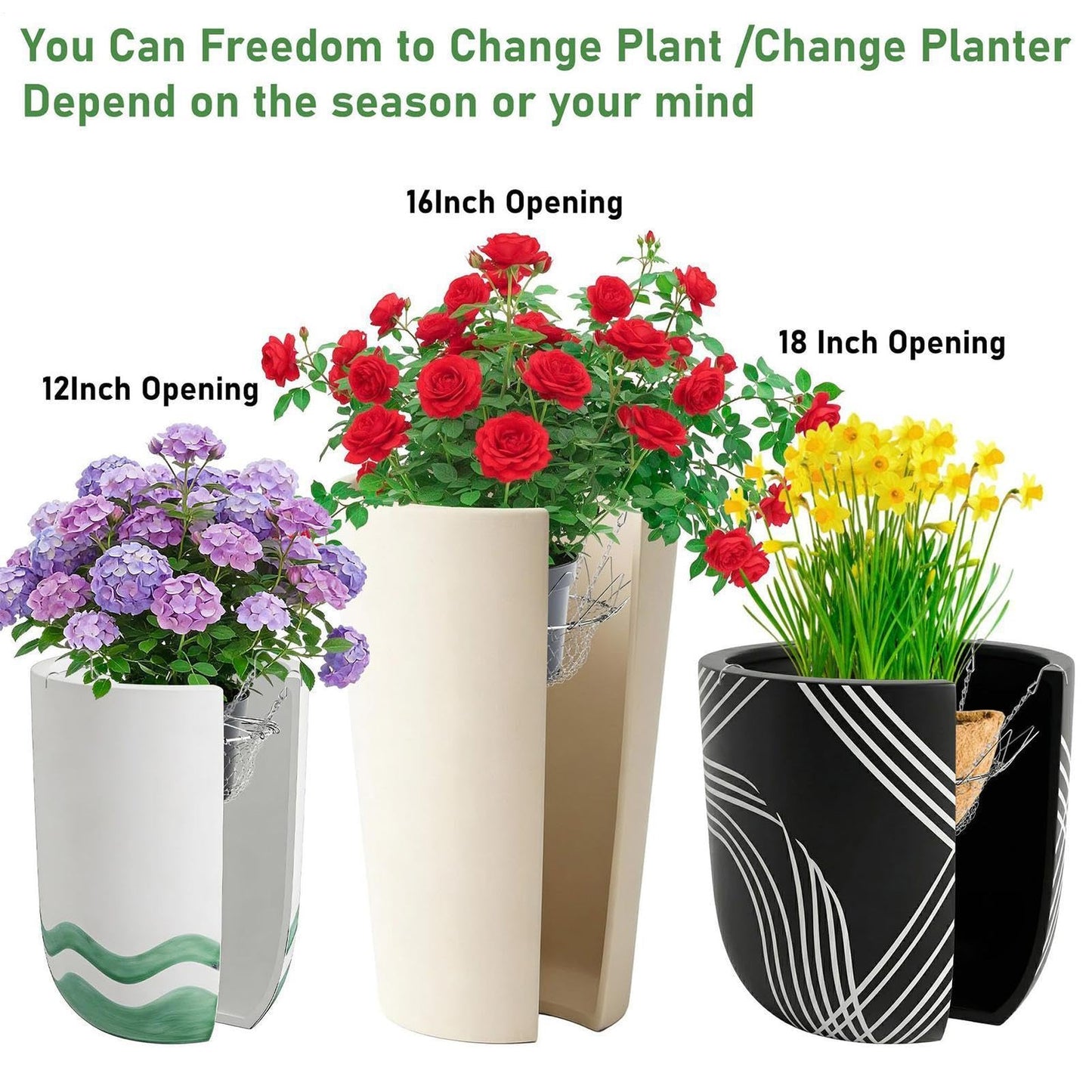 Adjustable Height Plant Risers for Pots, Rustproof Stainless Steel Riser with 4Hooks, Chain Pot Fillers for Tall Round Planters Potted Home Soil